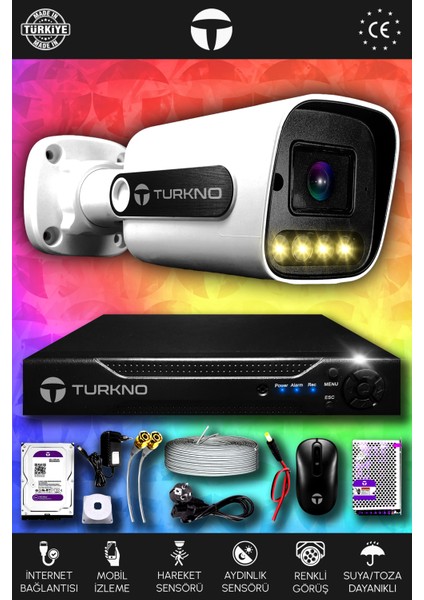 1 Kameralı Navie 1 Dış Kamera Set 1 Tb HDD Full Hd Renkli Gece Görüşlü Güvenlik Kamerası Sistemi