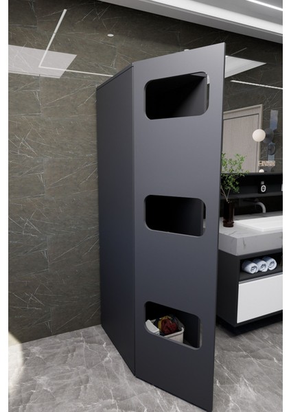 Lavina Banyo Kirli Sepetli Çamaşır Dolabı Antrasit modelleri