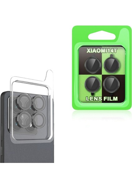 Xiaomi 14T Uyumlu CL07 Tekli Kamera Lens Koruyucu Siyah + Ekran Koruyucu