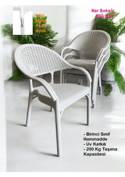 4 Adet Bambu Rattan Kollu Sandalye Koltuk 4'lü Set