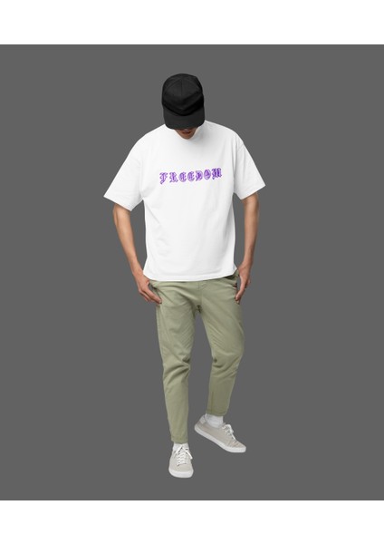 Freedom Vibes Kelebek Baskılı Oversize Erkek Tişört fiyatları