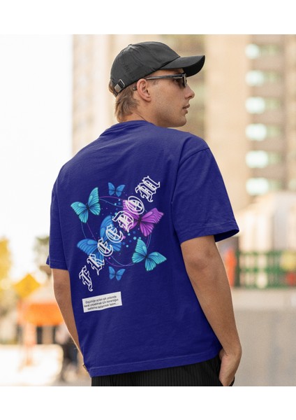 Freedom Vibes Kelebek Baskılı Oversize Erkek Tişört fiyatları
