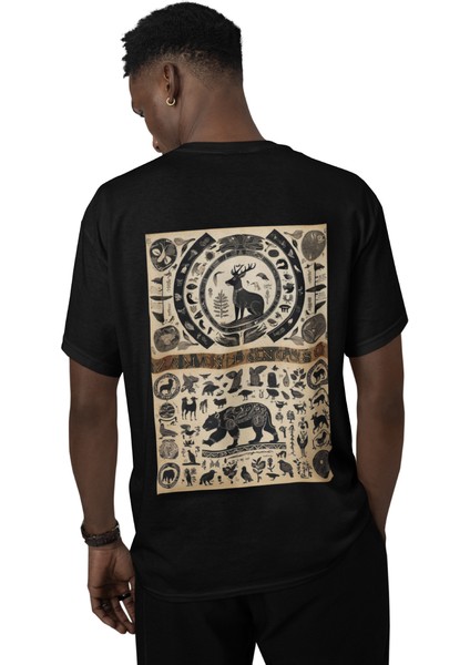 Zaman Döngüsü Baskılı Oversize Erkek Tişört