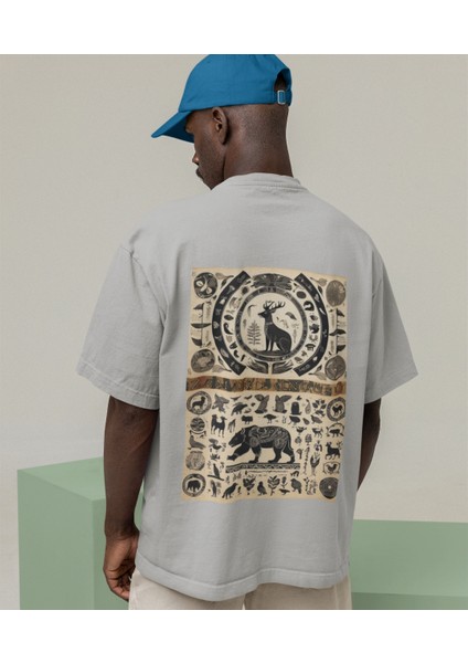 Zaman Döngüsü Baskılı Oversize Erkek Tişört