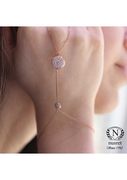 925 Ayar Rose Gümüş Yarım Yuvarlak Taşlı Şahmeran