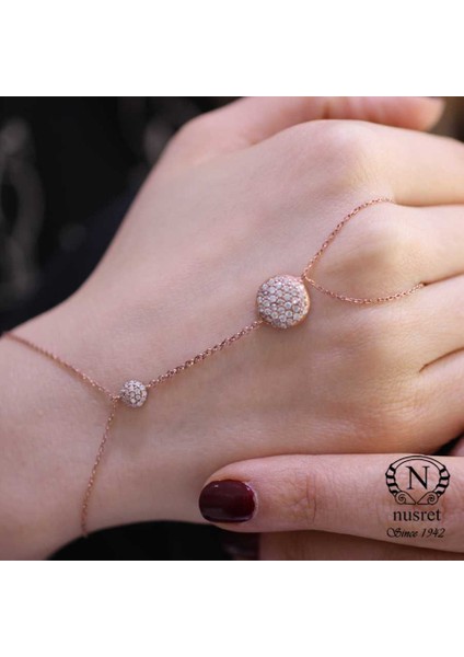 925 Ayar Rose Gümüş Yarım Yuvarlak Taşlı Şahmeran