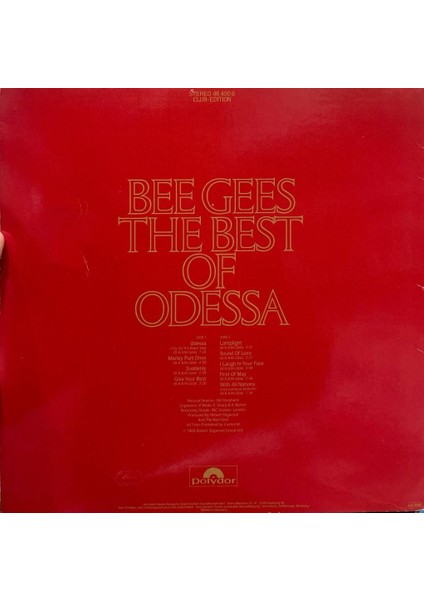 Bee Gees – The Best Of Odessa 1983 Baskı Lp fiyatları