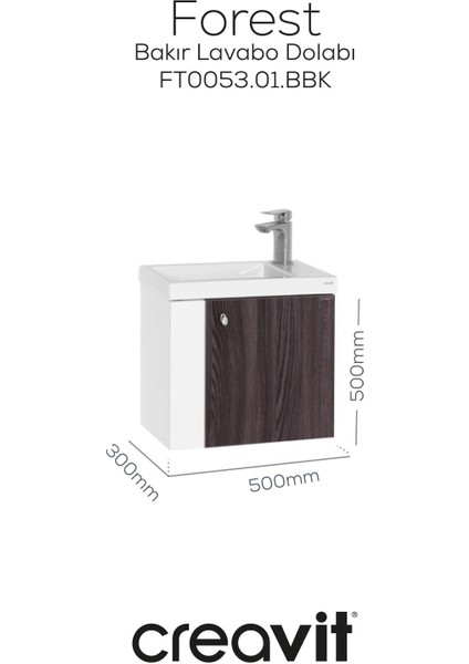 Forest Lavabo Dolabı 50 cm Beyaz-Bakır