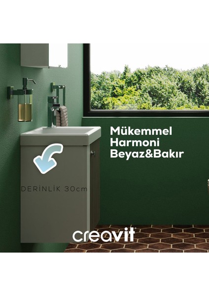 Forest Lavabo Dolabı 50 cm Beyaz-Bakır