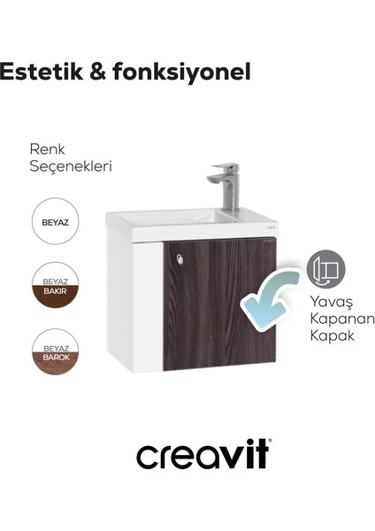 Forest Lavabo Dolabı 50 cm Beyaz-Bakır