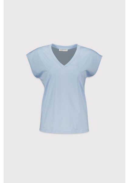 V Yaka Düşük Omuz T-Shirt