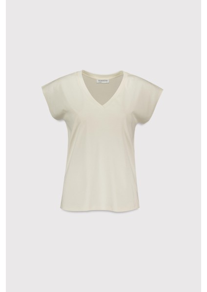 V Yaka Düşük Omuz T-Shirt