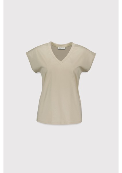 V Yaka Düşük Omuz T-Shirt