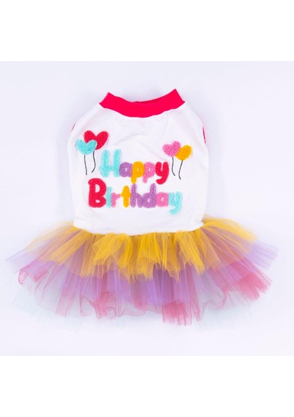 Happy Birthday Tütülü Kedi ve Küçük Irk Köpek Elbisesi