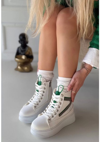 Joila Beyaz Cilt Yeşil Detaylı Bot fırsatları