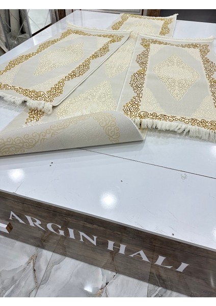 Yatak Odası Halısı 3'lü Set Beyaz Altın Renk Argın Halı fırsatları