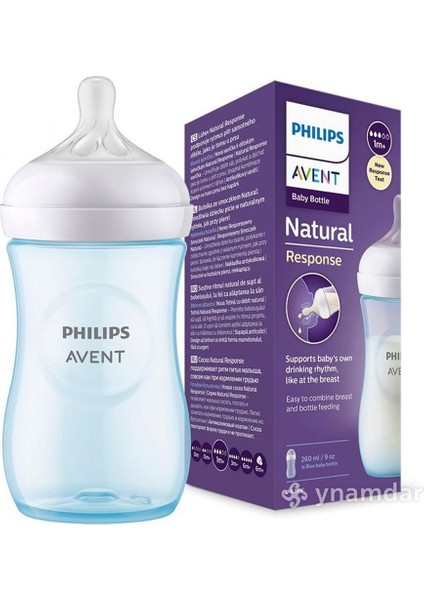 Natural Response PP Mavi Biberon, 260ml, 1+ Ay, SCY903/21