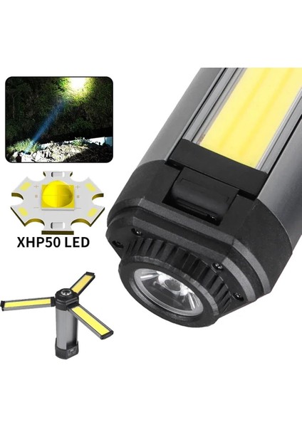 25 Watt USB - Type-C Girişli P50 ve Cob Ledli 2 Kanatlı Kollu Çalışma Lambası (4989)