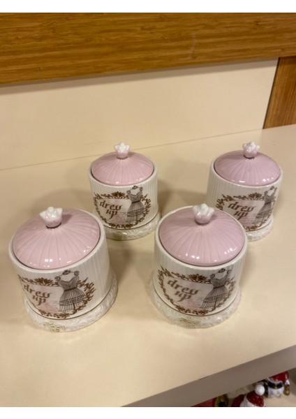 Baharat Takımı 4'lü Porselen Vakumsuz Kapak Miniboy Pembe modelleri