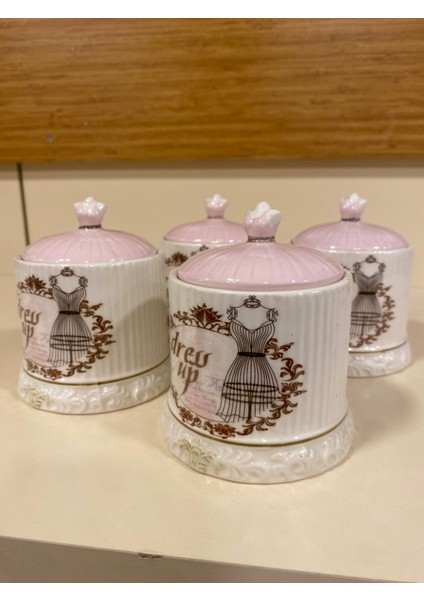 Baharat Takımı 4'lü Porselen Vakumsuz Kapak Miniboy Pembe fırsatları