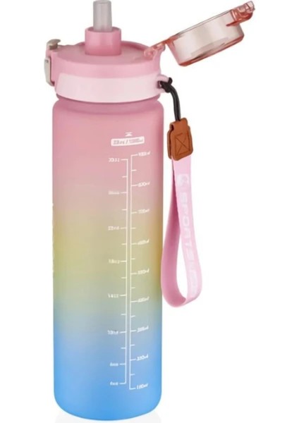 Pipetli Askılı 1000 ml Suluk Vagon Plastic Bottle Matara 1 Litre