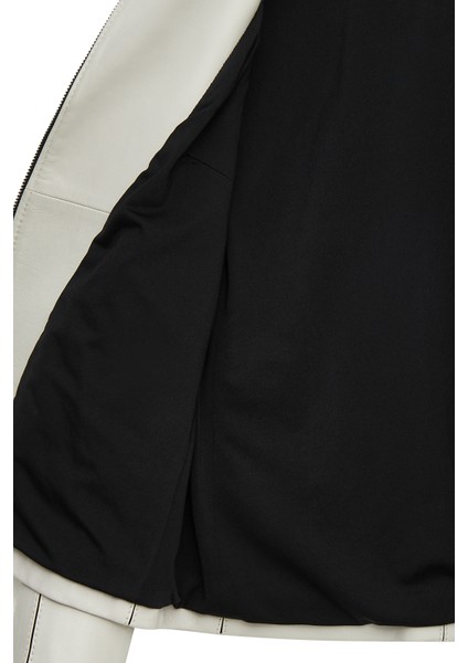 Kiara Kadın Bej Slim-Fit Biker Deri Ceket 24WGD5859U4