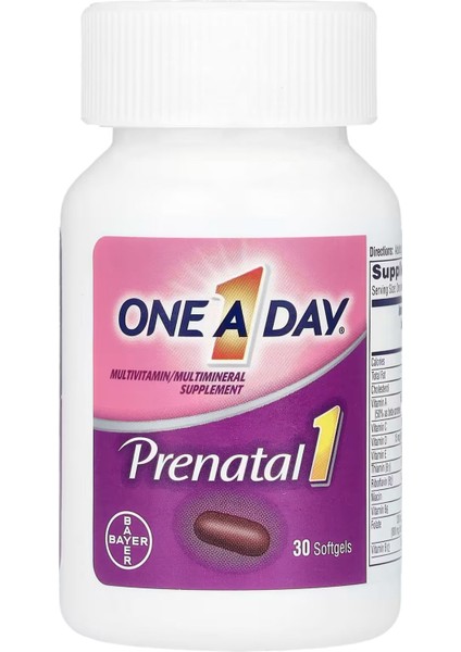 Women's Prenatal 1 Multivitamin Including Vitamin A, Vitamin C, Vitamin D, B6, B12, Iron, Omega-3 Dha & More – 30 Count