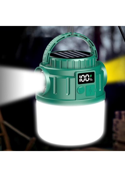 24 LED 5 Aydınlatma Modu + 2 Yan Işık (Beyaz / Sarı) 1200 Mah Solar Kamp Lambası V65-3 (4989)
