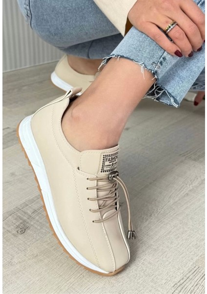 Monya Bej Cilt Bağcıklı Spor Ayakkabı fiyatları