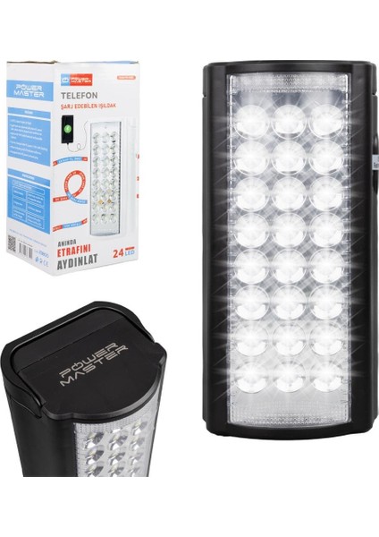 24 Ledli Telefon Şarj Edebilen Işıldak (4989)