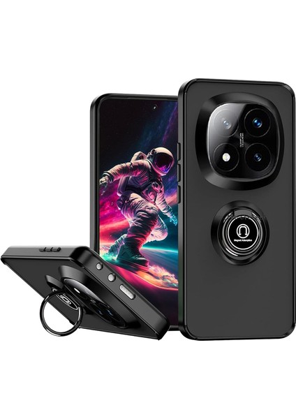 Xiaomi Redmi Note 14 Pro 5g Kılıf Mat Parmak Izi Yapmaz Renkli Tuşlu 360 Yüzüklü Standlı Military Kamera Korumalı Kapak