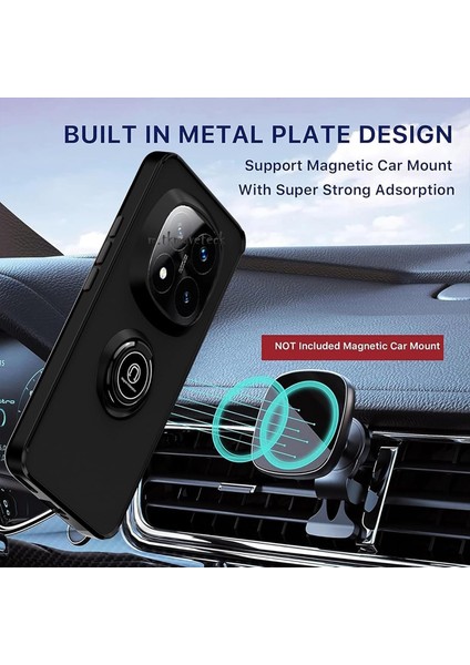Xiaomi Redmi Note 14 Pro 5g Kılıf Mat Parmak Izi Yapmaz Renkli Tuşlu 360 Yüzüklü Standlı Military Kamera Korumalı Kapak