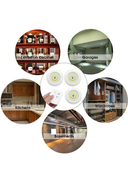 Üçlü Kumandalı Pilli Dokunmatik Portatif Cob LED Işık Aydınlatma (4989) modelleri