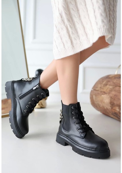 Harte Siyah Cilt Bağcıklı Bot fiyatları