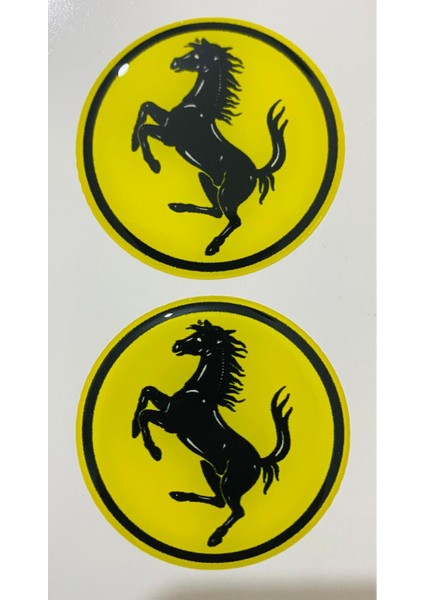 Ferrari Logo Sarı (5x5 Cm) Ikili Damla Etiket
