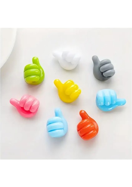 CindenToptan Duvar Askısı Plastik 20 Adet Renkli Başparmak Duvar Askıları, Yapışkan Kablo Düzenleyici