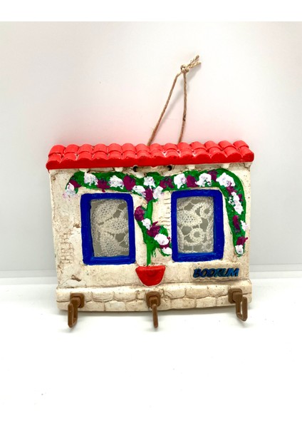 Bodrum Taş Anahtar Kapı Duvar Askılık Pencereli Anahtarlık 16 x 11 cm