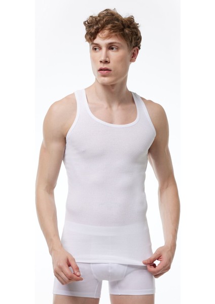 Erkek 3 Lü Beyaz %100 Pamuk Yazlık Fileli Atlet 3M081 fiyatları