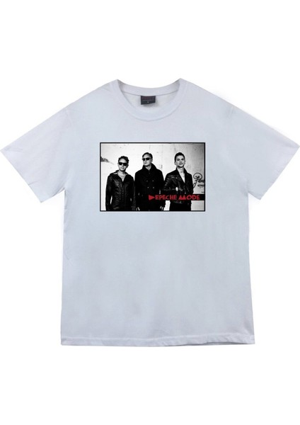 Depeche Mode Baskılı Unisex %100 Pamuk Beyaz T-Shirt