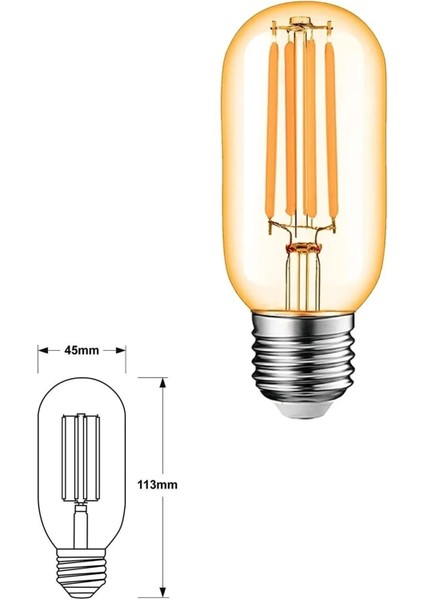T45 Rustik Ampul Amber Renk Gün Işığı 3000K