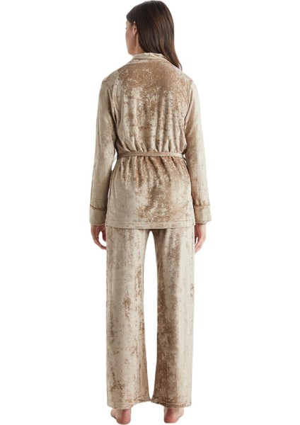 Kadın Bej Pijama Takım 9741 modelleri