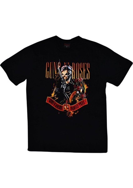 Guns N Roses Baskılı Unisex %100 Pamuk Siyah T-Shirt