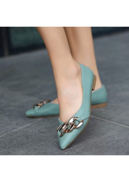 Popi Beyaz Cilt Zincirli Babet Ayakkabı indirimleri