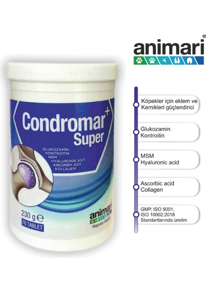Condromar Super Köpekler İçin Glukozamin Tablet 76 adet 230 gr