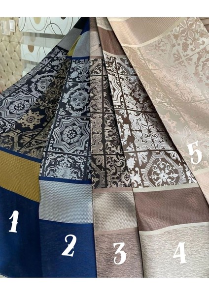Lüks Damask Desenli Üst Kalite Pano Fon Perde Sık Pile Krem Vizon ( Tek Kanat )