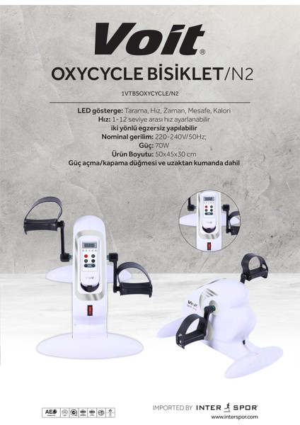 Oxycycle Bisiklet Portatif El ve Ayak Egzersiz Pedallı Kondisyon Bisikleti fiyatları
