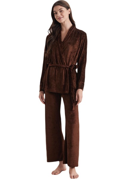 Kadın Bej Pijama Takım 9741