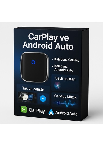 Tak Çalıştır Kablosuz Apple & Android Auto Mini USB Adaptörü Taşınabilir Bluetooth Wifi