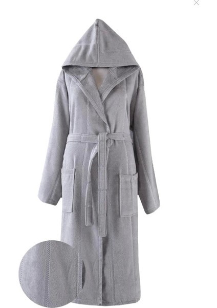 Pamuklu Tek Bornoz Gri