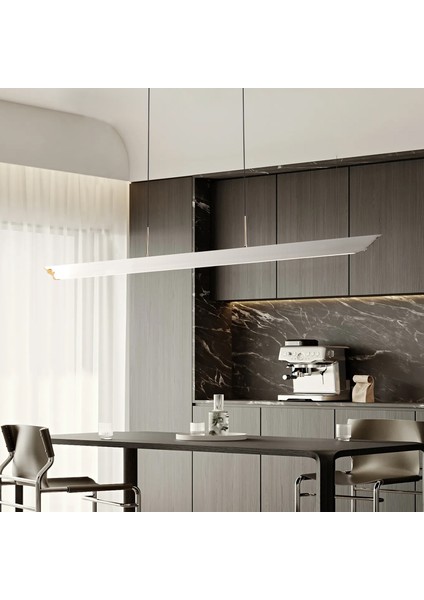 Late Gri Sıralı Yemek Masası Üstü 30 Watt Modern Sarkıt Salon LED Avize